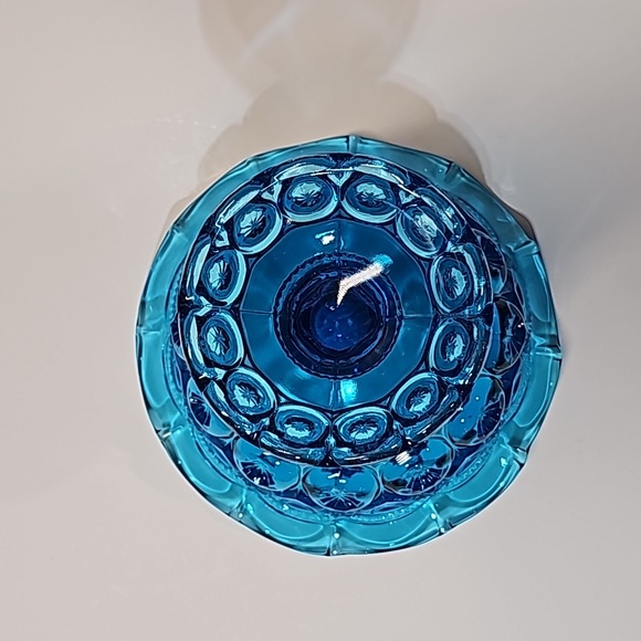 Vintage L.E. Smith Blue Moon & Stars Pedestal Compote Bowl Candy Dish - Picture 8 of 10